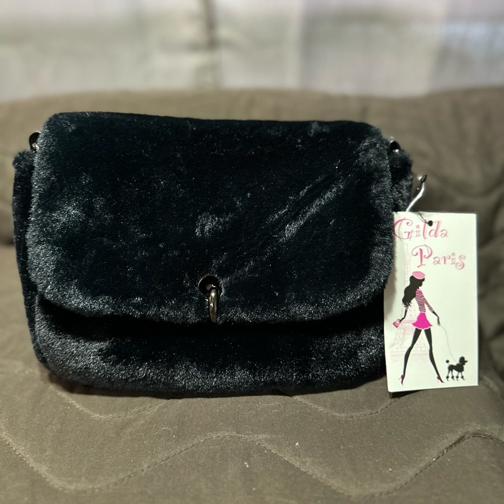 Elegant Black Velvet Crossbody Bag